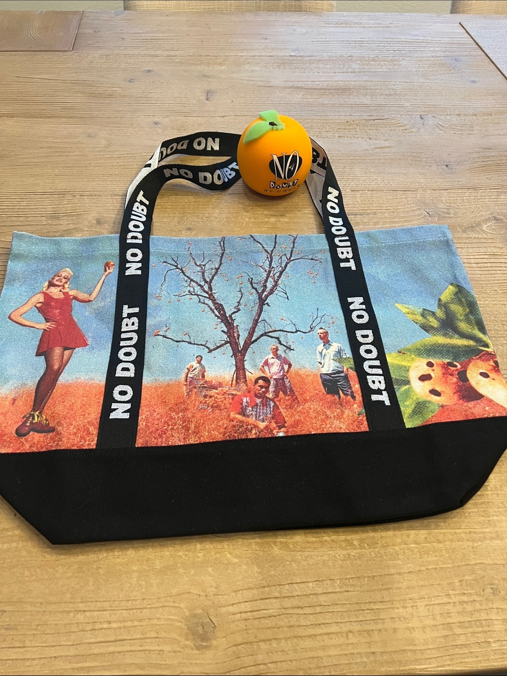 No Doubt Graphic Canvas Tote Bag and Orange